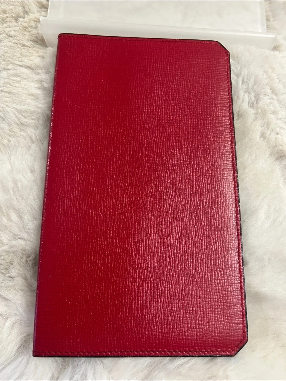 Valextra long red leather travel wallet Passport holder Retail $550